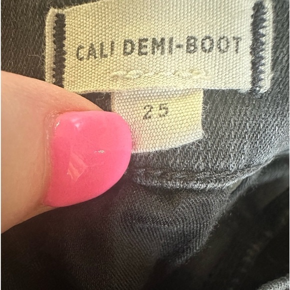 Madewell Cali Demi boot jeans size 25 frayed hem black crop - Picture 3 of 9